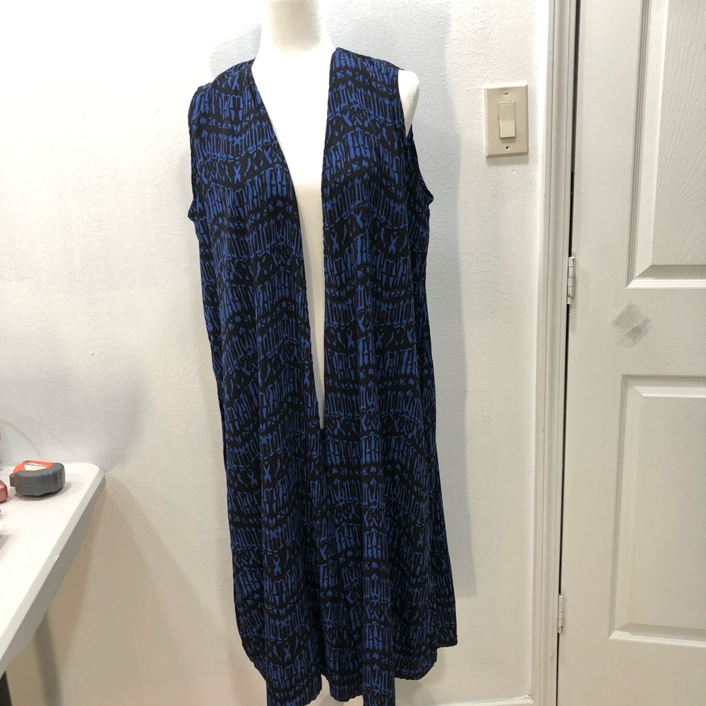 LulaRoe duster length blue vest